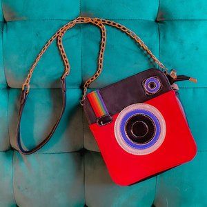 Polaroid Camera Crossbody Purse with Gold Chain
